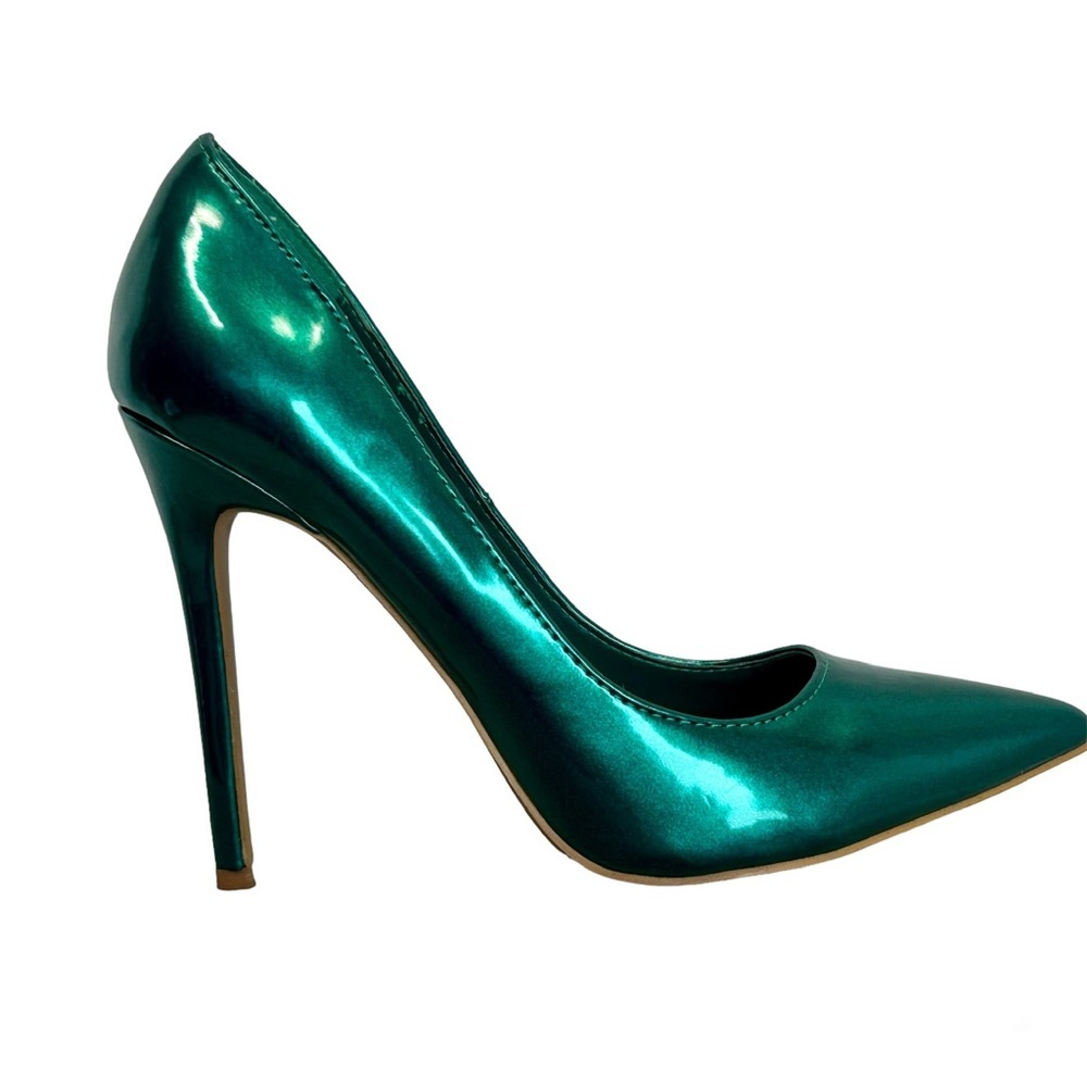 Shoe Republic LA metallic emerald green high heel stiletto pumps Sz 9